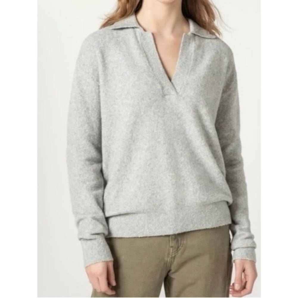 J.Crew 100% Cashmere Collared Sweater Gray Knit Pullover Women's Medium